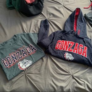 Gonzaga shirt and sweatshirt.